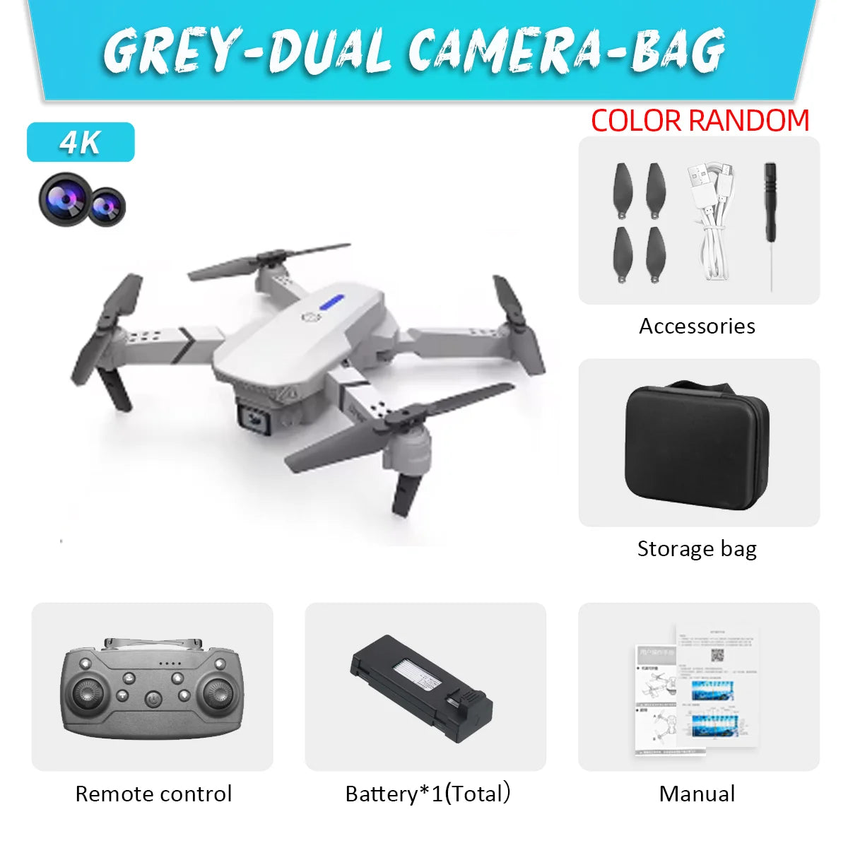 KDBFA 2024 New E88 Pro WIFI FPV Drone Wide Angle HD 4K 1080P Camera Height Hold RC Foldable Quadcopter Dron Helicopter Toys Gift