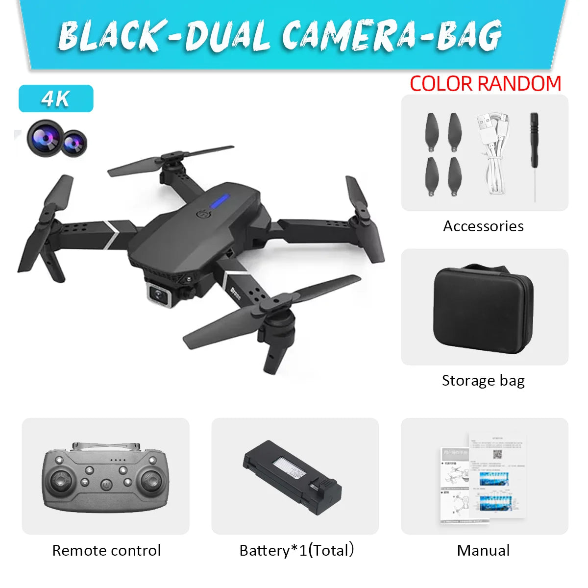 KDBFA 2024 New E88 Pro WIFI FPV Drone Wide Angle HD 4K 1080P Camera Height Hold RC Foldable Quadcopter Dron Helicopter Toys Gift