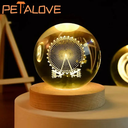 Crystal Ball LED Night Light Colorful Saturn Solar System 3D Moon Table Lamp USB Bedroom Atmosphere Lamp for Birthday Kid Gift